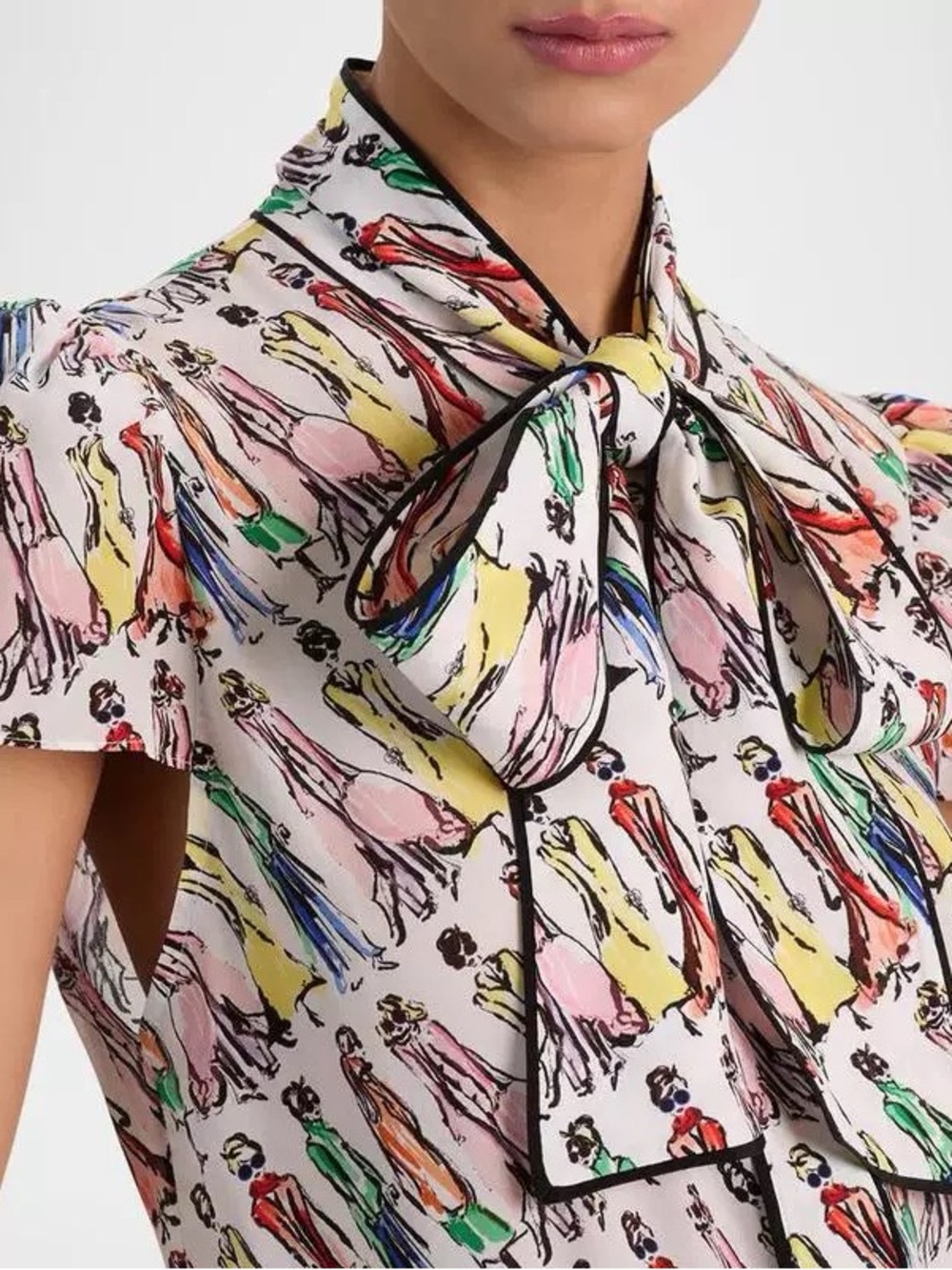 NWT Alice + Olivia Jenie Stace Face Print Silk Button-Up Shirt - Picture 4 of 7